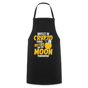 Investissez dans les crypto-monnaies aujourd’hui, prenez votre retraite sur la lune Tomorro - Tablier de cuisine - noir - Devant - AI Model Male 185 dark (185cm)