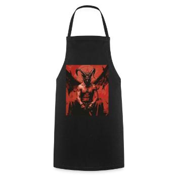 The Devil - Skull, Totenkopf, Teufel - Kochschürze - Schwarz - Vorne - AI Model Male 185 dark (185cm)