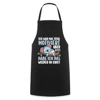 I used to be totally motivated Koala - Cooking Apron - black - Front - AI Model Male 185 dark (185cm)