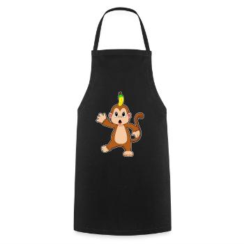 Affe Banane  - Kochschürze - Schwarz - Vorne - AI Model Male 185 dark (185cm)