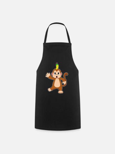 Affe Banane - Kochschürze - Schwarz