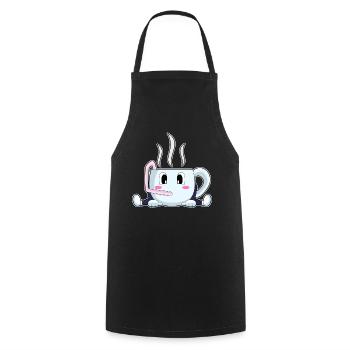 cup of coffee - Cooking Apron - black - Front - AI Model Male 185 dark (185cm)
