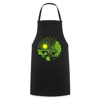 Paysage de vacances (vert) - Tablier de cuisine - noir - Devant - AI Model Male 185 dark (185cm)
