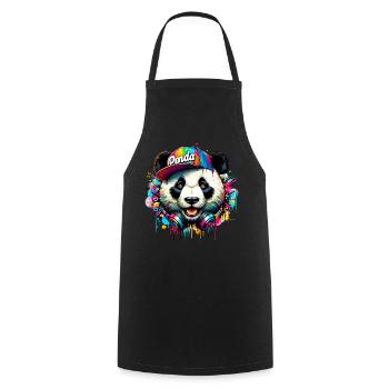 Panda DJ Deejay mit Kopfhörern hört Musik - Kochschürze - Schwarz - Vorne - AI Model Male 185 dark (185cm)