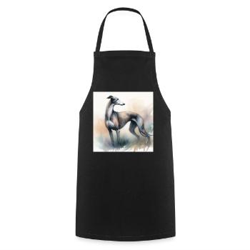 Aquarell Greyhound - Kochschürze - Schwarz - Vorne - AI Model Male 185 dark (185cm)