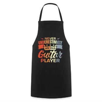 Never Underestimate An Old Guitar Player - Kochschürze - Schwarz - Vorne - AI Model Male 185 dark (185cm)