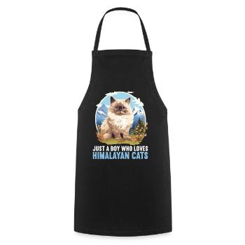Himalayan Cat Colourpoint Katze - Cooking Apron - black - Front - AI Model Male 185 dark (185cm)