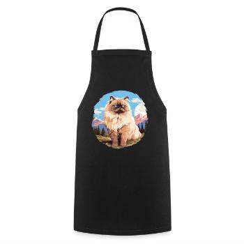 Himalayan Cat Colourpoint Katze - Cooking Apron - black - Front - AI Model Male 185 dark (185cm)