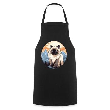 Himalayan Cat Colourpoint Katze - Cooking Apron - black - Front - AI Model Male 185 dark (185cm)