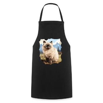 Himalayan Cat Colourpoint Katze - Cooking Apron - black - Front - AI Model Male 185 dark (185cm)