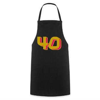 40. 40 YEARS. 40th ANNIVERSARY. 40TH ANNIVERSARY. - Cooking Apron - black - Front - AI Model Male 185 dark (185cm)