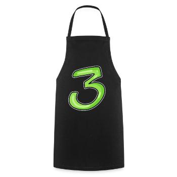 Drei - 3 - Nummer 3 - Zahl 3 - Kochschürze - Schwarz - Vorne - AI Model Male 185 dark (185cm)