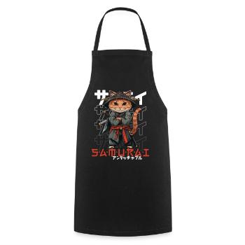Chat Samouraï Chat Ninja Japonais Kawaii - Tablier de cuisine - noir - Devant - AI Model Male 185 dark (185cm)