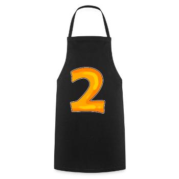 Zwei - 2 - Nummer Zahl - Kochschürze - Schwarz - Vorne - AI Model Male 185 dark (185cm)