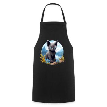 Korat Chaton Korat Chat - Tablier de cuisine - noir - Devant - AI Model Male 185 dark (185cm)