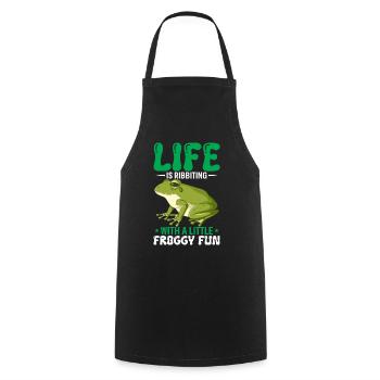 Life Is Ribbiting With A Little Froggy Fun - Cooking Apron - black - Front - AI Model Male 185 dark (185cm)