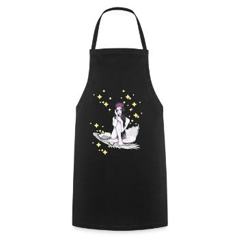 Fantaisie Elfe Fée Tarum Ludique Nostalgique Rétro - Tablier de cuisine - noir - Devant - AI Model Male 185 dark (185cm)