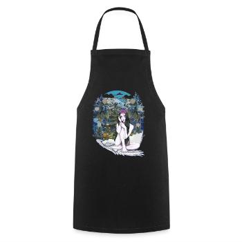 Elf Fairy Nature Fantasy Eggshell Woodland Vintage - Cooking Apron - black - Front - AI Model Male 185 dark (185cm)