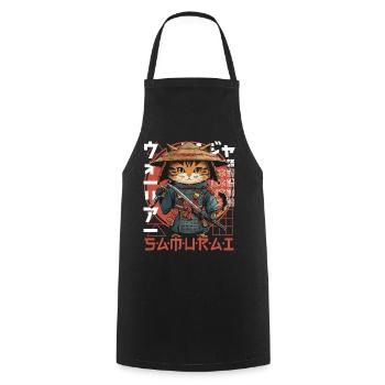 Chat Samouraï Chat Ninja Japonais Kawaii - Tablier de cuisine - noir - Devant - AI Model Male 185 dark (185cm)