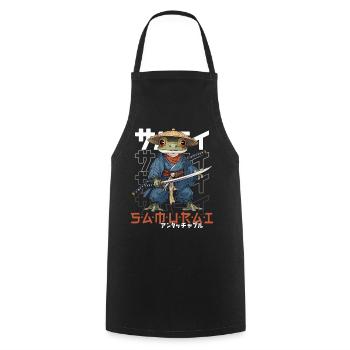 Samurai Frog Kawaii Japanese Ninja Frog - Cooking Apron - black - Front - AI Model Male 185 dark (185cm)