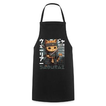 Chat Samouraï Chat Ninja Japonais Kawaii - Tablier de cuisine - noir - Devant - AI Model Male 185 dark (185cm)