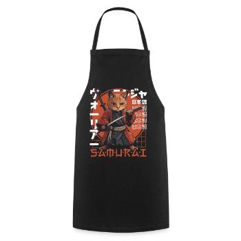Samurai Cat Kawaii Japanese Ninja Cat - Cooking Apron - black - Front - AI Model Male 185 dark (185cm)