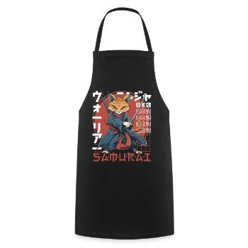 Samurai Cat Kawaii Japanese Ninja Cat - Cooking Apron - black - Front - AI Model Male 185 dark (185cm)