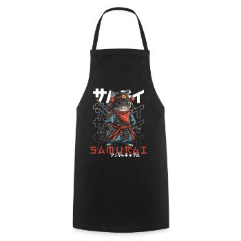 Chat Samouraï Chat Ninja Japonais Kawaii - Tablier de cuisine - noir - Devant - AI Model Male 185 dark (185cm)