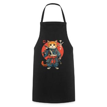 Chat Samouraï Chat Ninja Japonais Kawaii - Tablier de cuisine - noir - Devant - AI Model Male 185 dark (185cm)