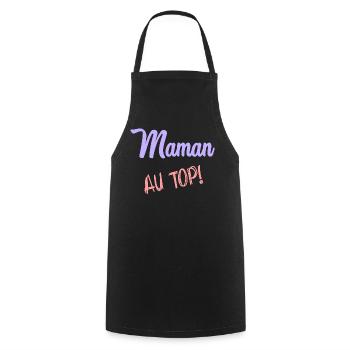 MOM. MOTHER'S DAY. HAPPY MOTHER'S DAY - Cooking Apron - black - Front - AI Model Male 185 dark (185cm)