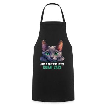 Korat Chaton Korat Chat - Tablier de cuisine - noir - Devant - AI Model Male 185 dark (185cm)