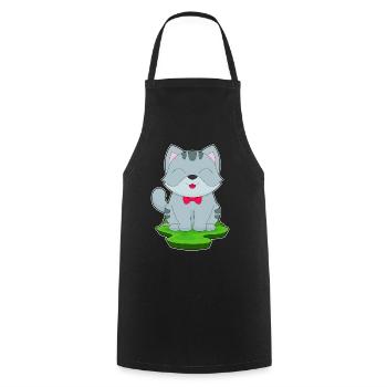 Cat Bow - Cooking Apron - black - Front - AI Model Male 185 dark (185cm)
