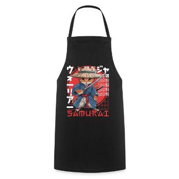Chat Samouraï Chat Ninja Japonais Kawaii - Tablier de cuisine - noir - Devant - AI Model Male 185 dark (185cm)