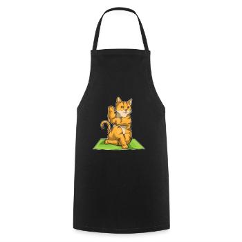 Katze Yoga Fitness Gymnastik - Kochschürze - Schwarz - Vorne - AI Model Male 185 dark (185cm)