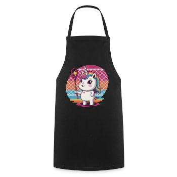 Licorne de tennis - Tablier de cuisine - noir - Devant - AI Model Male 185 dark (185cm)