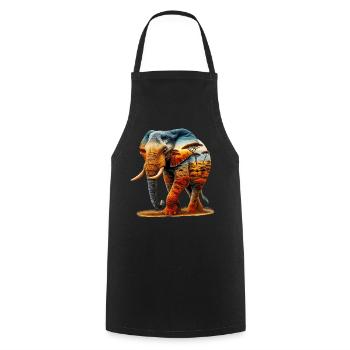 Éléphant - Tablier de cuisine - noir - Devant - AI Model Male 185 dark (185cm)