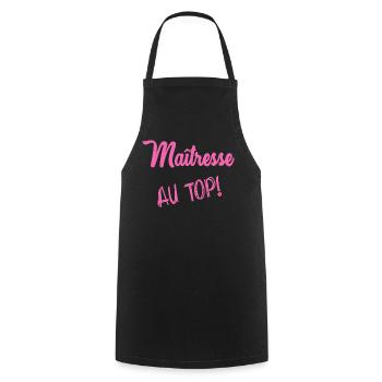 MISTRESS. THANK YOU. THANK YOU MISTRESS - Cooking Apron - black - Front - AI Model Male 185 dark (185cm)