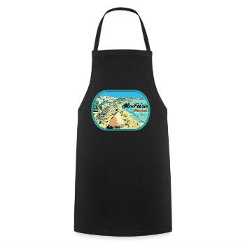 Illustration Peneco Beach, Albufeira, Algarve - Kochschürze - Schwarz - Vorne - AI Model Male 185 dark (185cm)