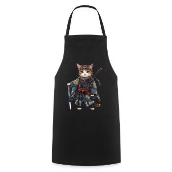 Samurai Cat Kawaii Japanische Ninja Katze - Kochschürze - Schwarz - Vorne - AI Model Male 185 dark (185cm)