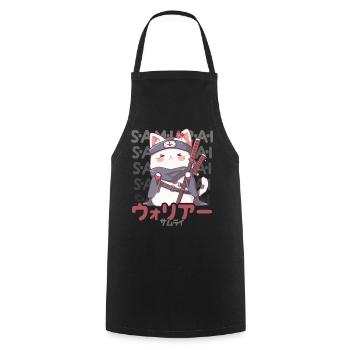 Samurai Cat Kawaii Japanese Ninja Cat - Cooking Apron - black - Front - AI Model Male 185 dark (185cm)
