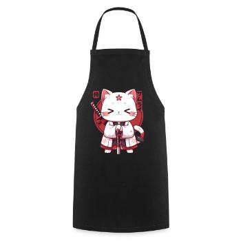 Samurai Cat Kawaii Japanische Ninja Cat - Kochschürze - Schwarz - Vorne - AI Model Male 185 dark (185cm)