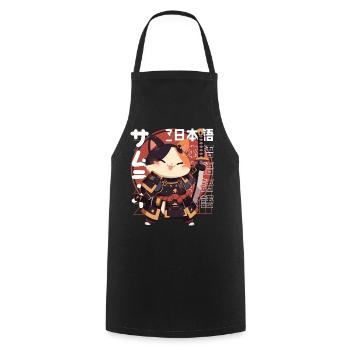Samurai Cat Kawaii Japanese Ninja Cat - Cooking Apron - black - Front - AI Model Male 185 dark (185cm)