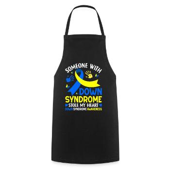Quelqu’un atteint du syndrome de Down a volé mon cœur drôle - Tablier de cuisine - noir - Devant - AI Model Male 185 dark (185cm)