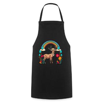 Deer, Nature, Wildlife, Fairytale, Child, Rainbow - Cooking Apron - black - Front - AI Model Male 185 dark (185cm)