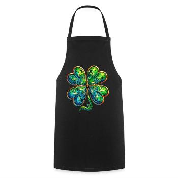 Trèfle à quatre feuilles - Tablier de cuisine - noir - Devant - AI Model Male 185 dark (185cm)