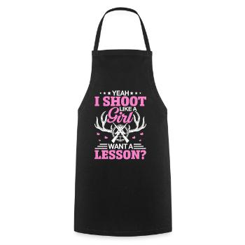 Yeah I Shoot Like A Girl Want A Lesson Funny - Cooking Apron - black - Front - AI Model Male 185 dark (185cm)