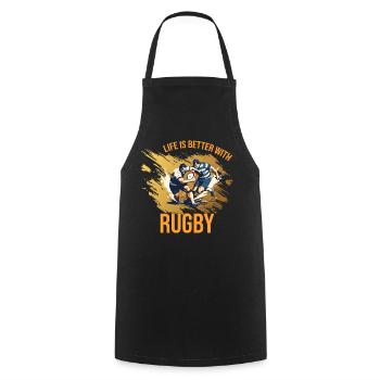 Life is better with Rugby - Kochschürze - Schwarz - Vorne - AI Model Male 185 dark (185cm)