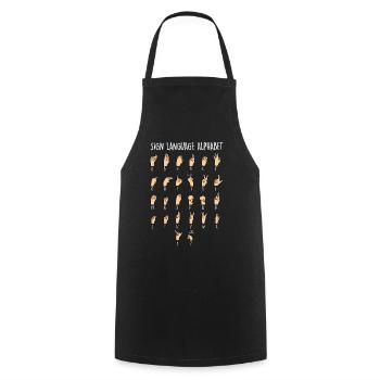 Sign Language Alphabet Funny Deaf and Hard of - Cooking Apron - black - Front - AI Model Male 185 dark (185cm)