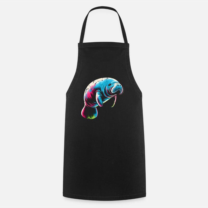 Seekuh Manatee - Kochschürze - Schwarz