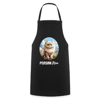 Persian Cat Perserkatze - Cooking Apron - black - Front - AI Model Male 185 dark (185cm)